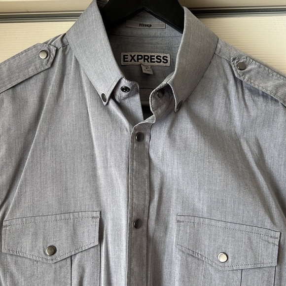Express fitted button down shirt. Small. Gray - Picture 3 of 9